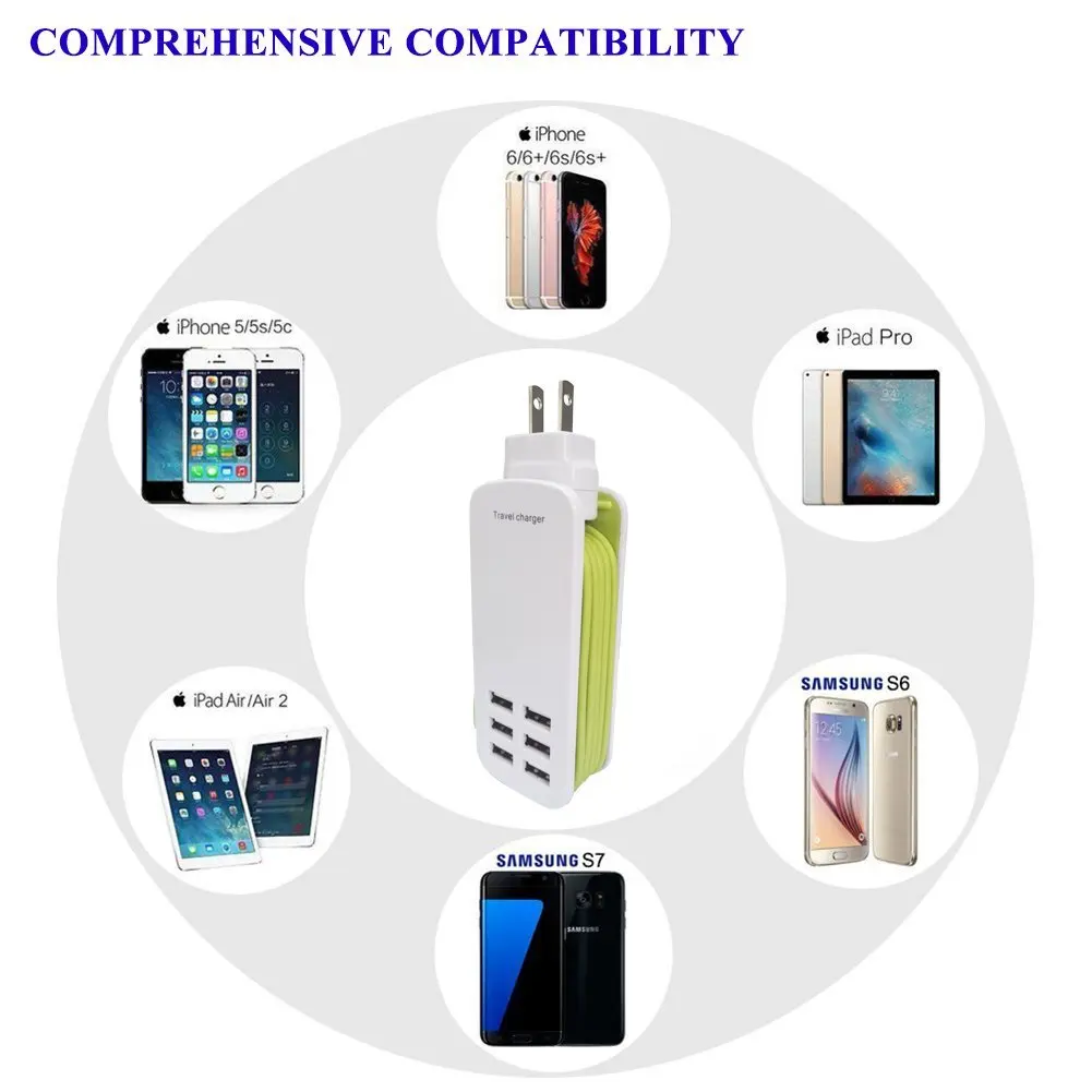 Многофункциональный usb концентратор для зарядного устройства портативный 6