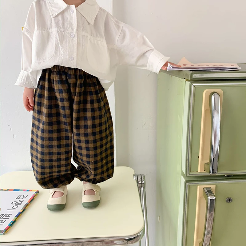 

Baby Girls Leggings 2021 New Spring Kids Casual Mid Waist Pants Children Plaid Dot Print Loose Trousers 2-6T