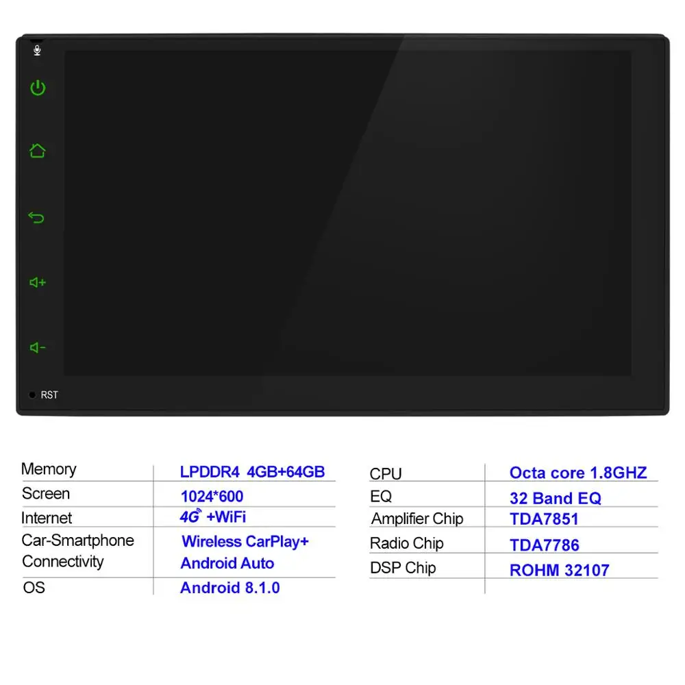 7 дюймовый 2Din Android 8 1 4 Гб 64 сенсорный экран Bluetooth автомобильный проигрыватель с