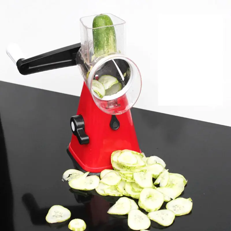 Multi-function Food Slicer Manual Hand Speedy Safe Vegetables Chopper Cutter，with 3 Cylindrical Stainless Steel Blades for Grin | Дом и сад