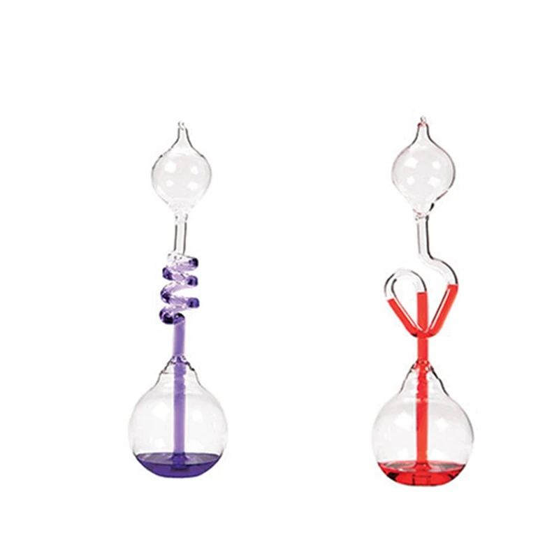 

2 Pcs Kids Educational Toys Science Energy Museum Toy Love Meter Hand Boiler Thermometer Spiral Glass, Purple & Red