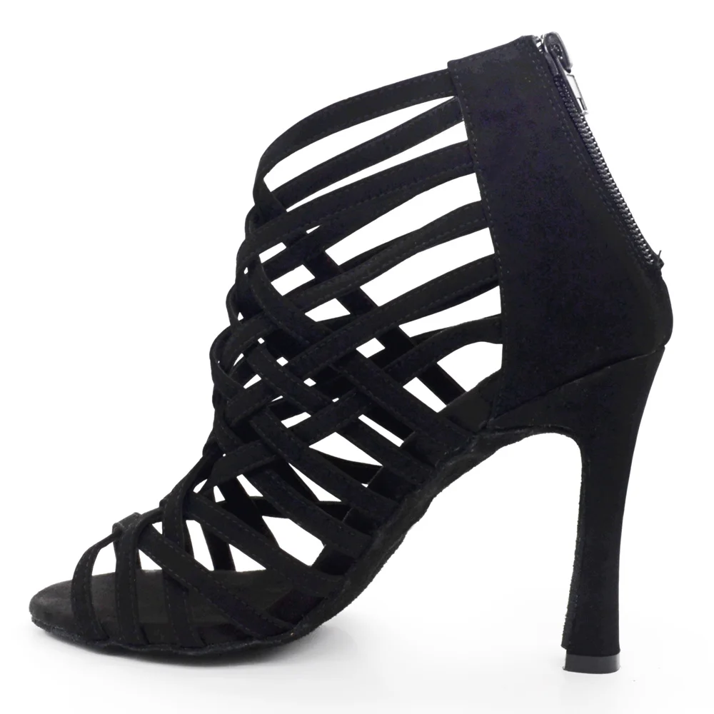

Evkoodance New Design Dance Boots 10cm High Heel Black Nubuck Latin Salsa Ballroom Shoes For Women Dancing Wedding Party