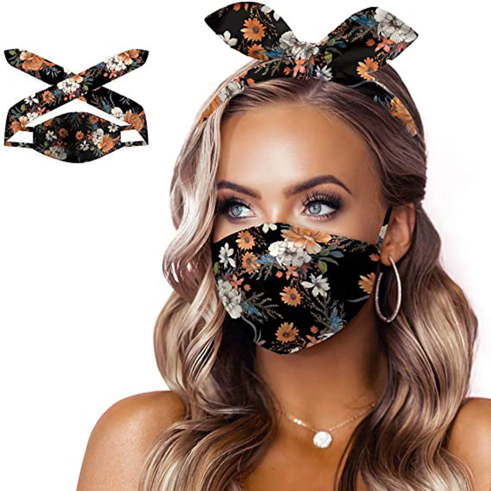 

Маска Mascarilla 3 в 1 Женская Тканевая маска для лица многоразовая моющаяся повязка на голову декоративная маска
