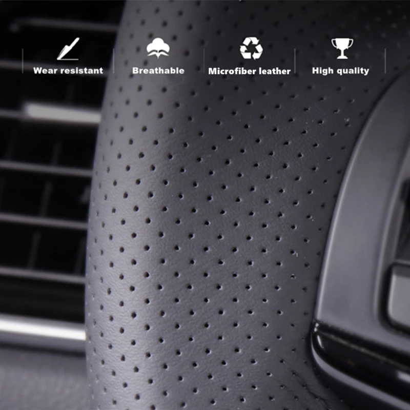 Прошитая вручную черная искусственная кожа Коричневая фотосессия для Hyundai Santa Fe