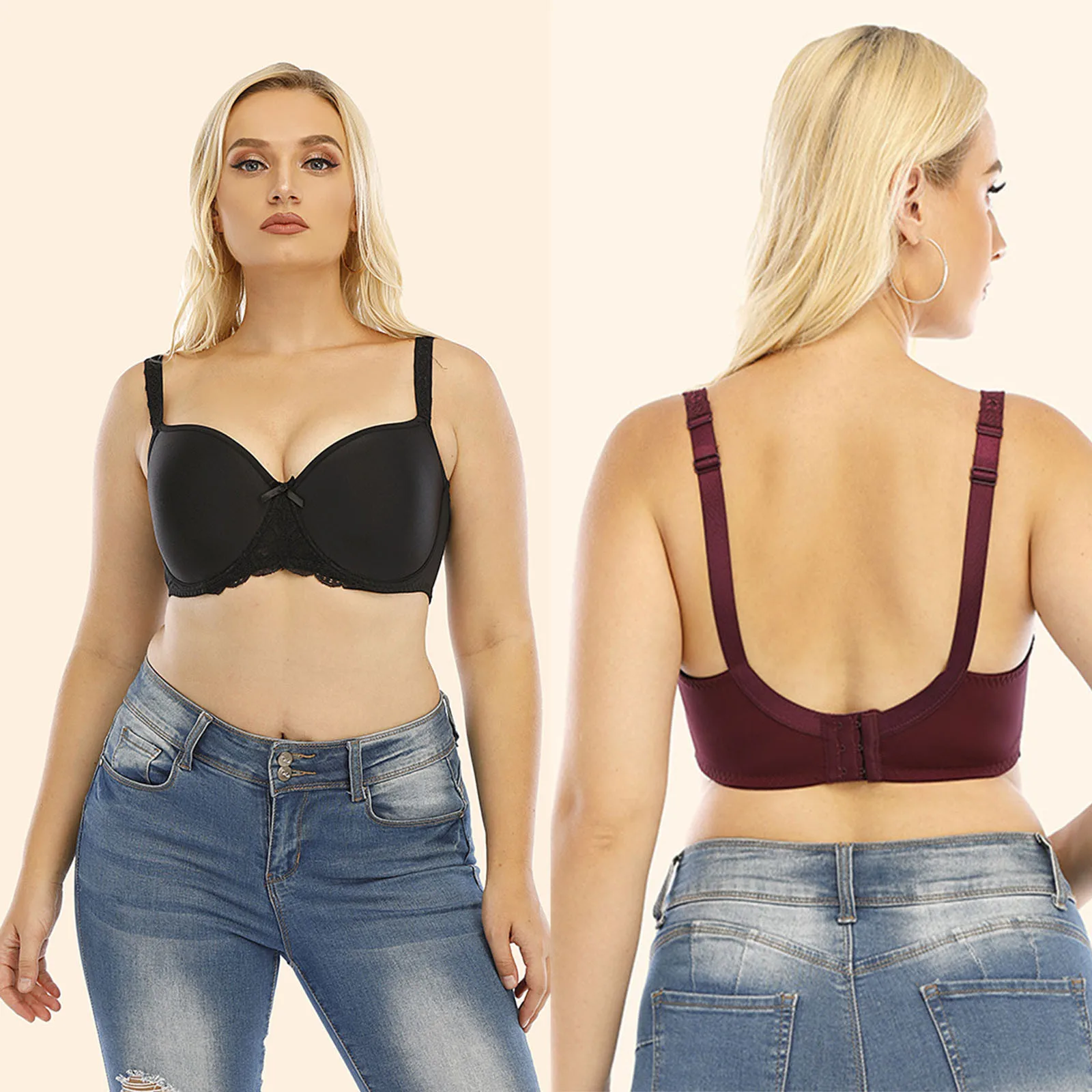 

New Ladies Ultra-thin Bras Lace Solid Color Plus Size Sexy Underwear Women Push Up Full Cup Lingerie Bras Bralette Corset Cup