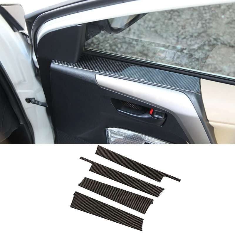 

4 шт., накладки на внутренние двери и окна из углеродного волокна для автомобилей Toyota RAV4 2015-2019