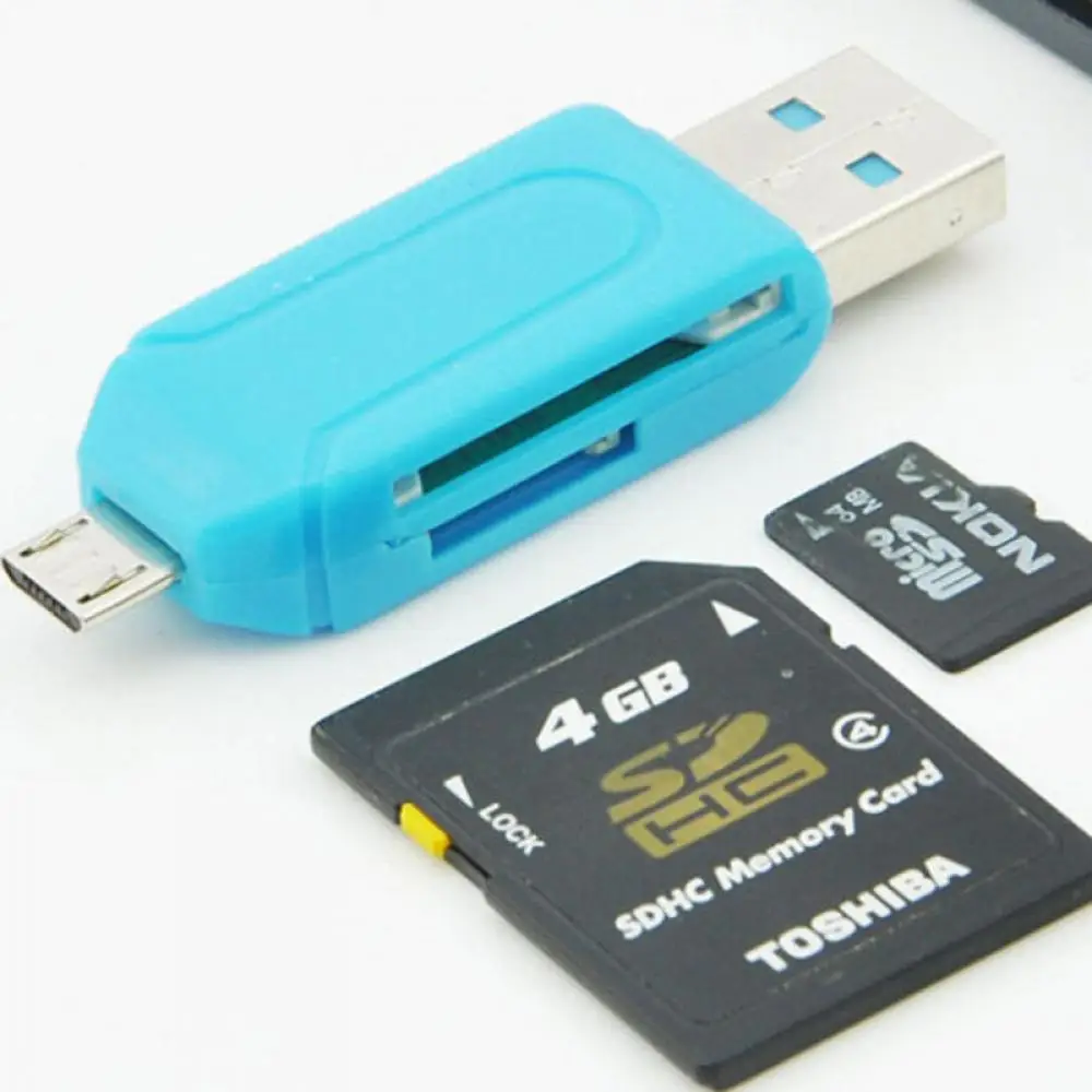 1 шт. 4 в Micro USB + 2 0 OTG адаптер SD T-Flash Устройство чтения карт памяти для смартфона