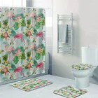 Винтажная тропическая занавеска для душа с фламинго, красивые фламинго, птицы и цветы, занавеска для ванной комнаты, коврик для ванной комнаты