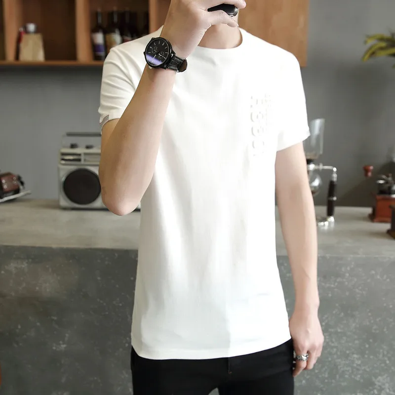 5525-T-shirt men's clothes half-sleeve  version of the handsome summer dress trend short sleeve