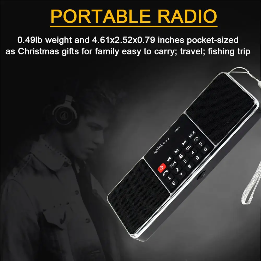 Retekess TR602 Портативный AM FM стерео радио приемник с беспроводной MP3-плеер динамик AUX вход поддержка TF карты таймер сна