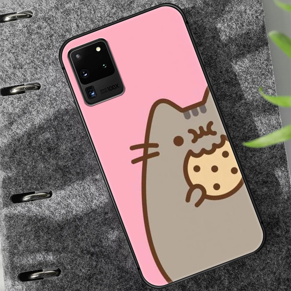 

Cartoon Cute Pusheen Phone Case Cover Hull For Samsung Galaxy S 7 8 9 10 e 20 FE edge uitra plus Note 9 10 20 black Prime