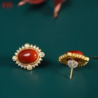 s925 silver southern red agate egg noodles simple trend womens earrings