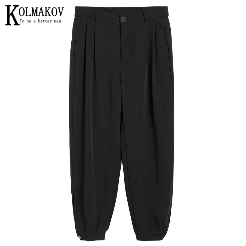 

KOLMAKOV 2021 Spring And Summer Ice Silk Thin Knit Men's Sport Pants Loose, Quick-Dry Ninth Pants Male 4 Color Size M-3XL
