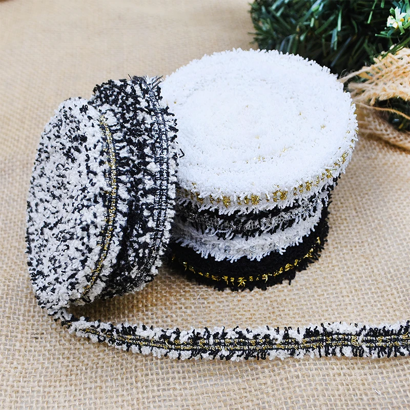 

5Yards 1.3cm Black White Knitted Ribbons Cotton Lace Trim Wedding Decoration Ribbon DIY Sewing Fabric Accessories