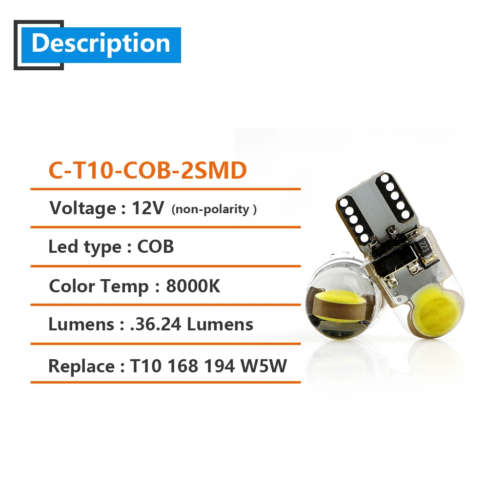 10 шт. DC 9 16 В T10 W5W COB 6 SMD кремнезема PCB светодиодный индикатор автомобиля чтения
