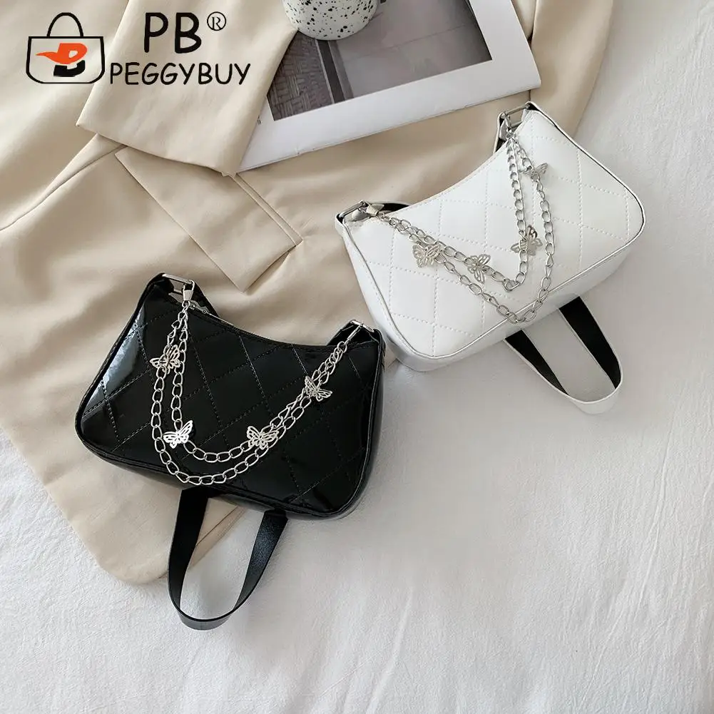 

Женская сумка для подмышек из искусственной кожи, простая однотонная маленькая сумочка для подмышек, Женский саквояж с решетчатым узором