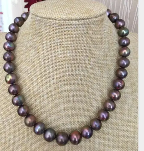 Barato Collar De Perla Roja Y Negra Redonda De Mar Del Sur, 14k/20, Impresionante 10-11mm, 18 Pulgadas