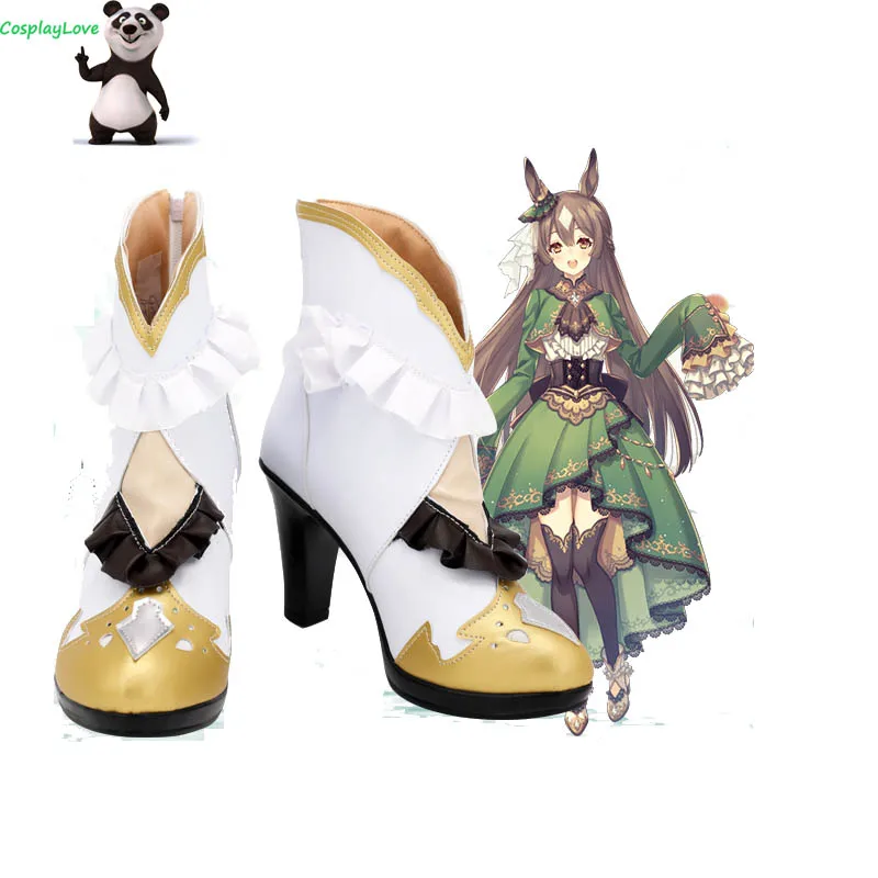 

CosplayLove Uma Musume: Pretty Derby Tokai Teio Gold White Cosplay Shoes Long Boots Leather Custom Made