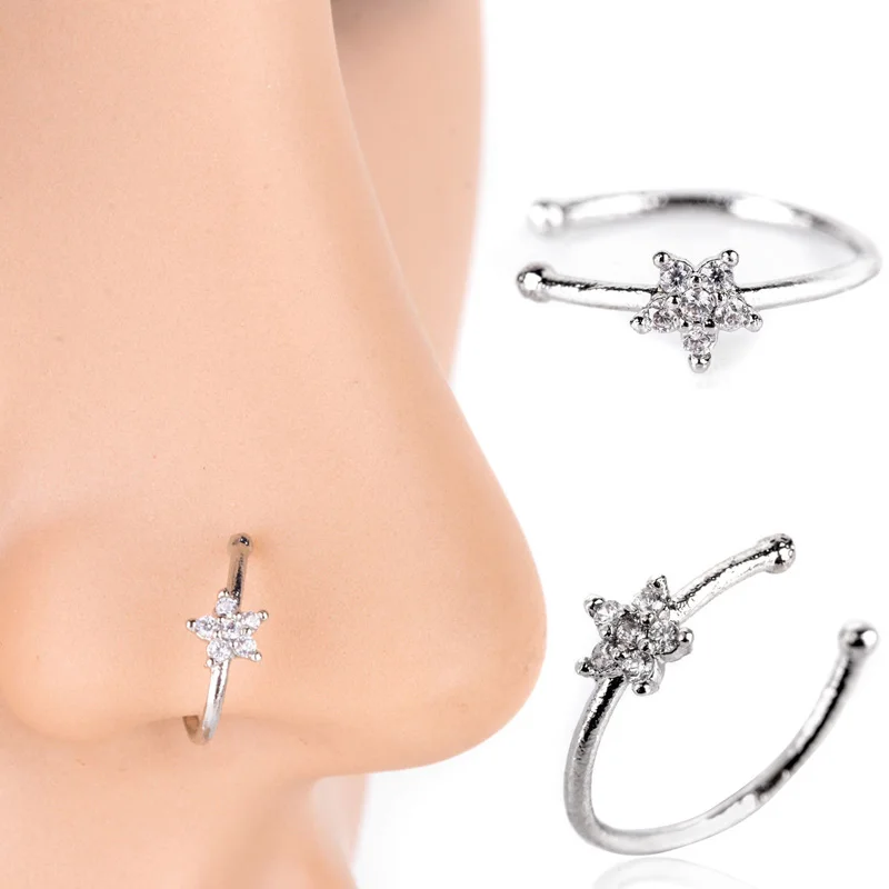 

1PCS Fashion Fake Nose Ring Crystal C Clip Septum Lip Non Piercing Nose Rings Hoop For Women Men Body Jewelry