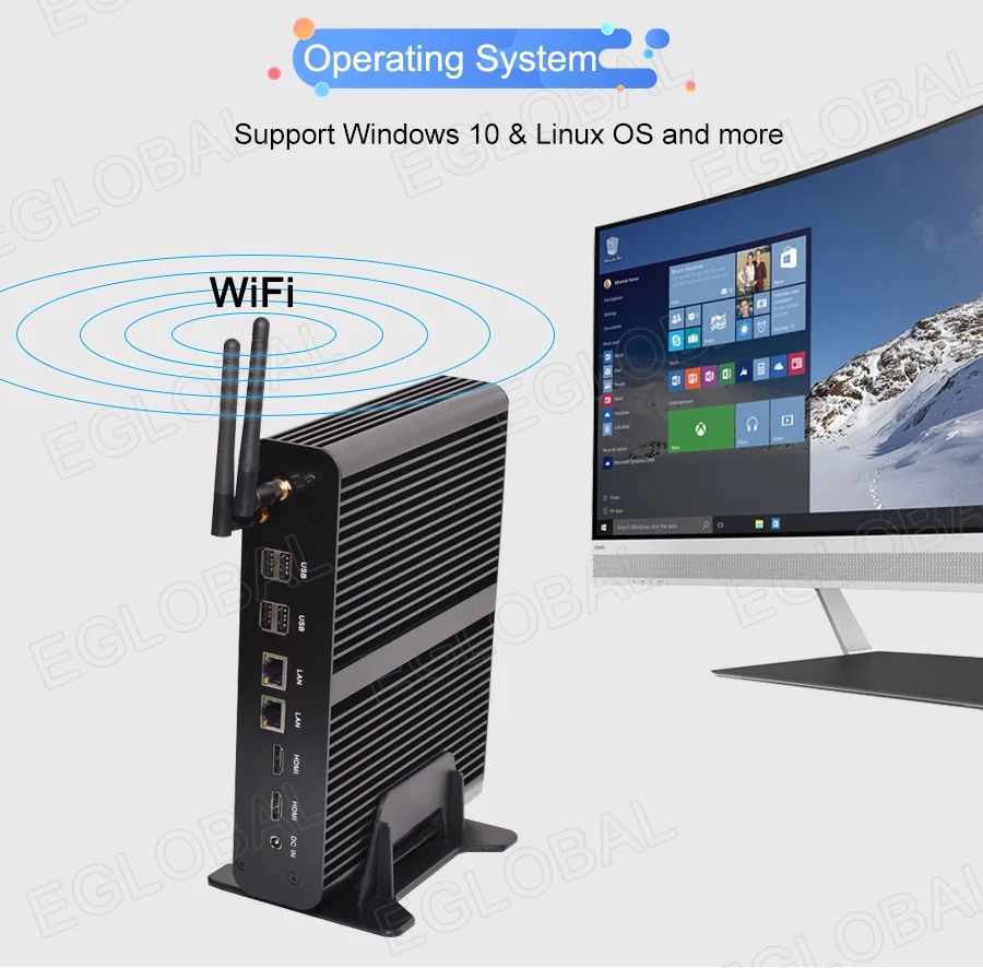 Мини-компьютер Eglobal Windows intel core i7 5500U I7 4650U без вентилятора HD Graphics 5000 | Компьютеры и