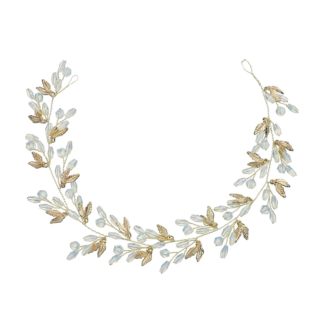 

Cross-border Hot-pin Alloy Leaf Bridal Hair With Jelly-color Crystal Head With European And American Bridal Wedding Dress.