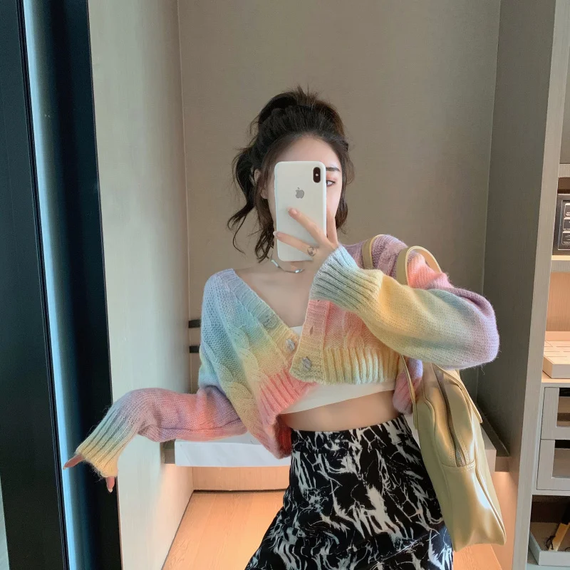 

Spring New Knitted Cardigan Button-style Korean Cute Sweater Short Cardigan Ladies Sweater Knit Top Streetwear