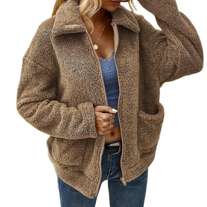 

Autumn Winter Faux Fur Coats Women Warm Soft Fleece Jacket Solid Zipper Fluffy Jackets Outerwear Female Casual Women Overcoat