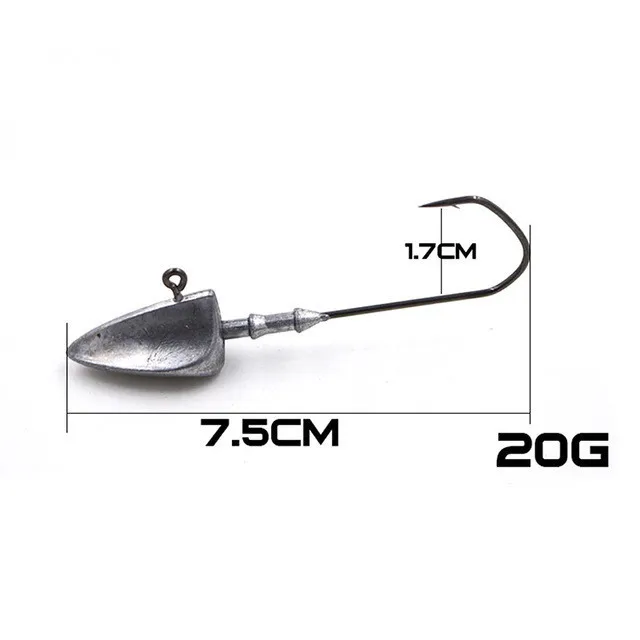 1PCS 20g 1 шт. крючки с свинцовой головкой 3,5 г 5 г 7 г 10 г 14 г 20 г крючок с колючей головкой рыболовные снасти Высокоуглеродистая сталь кривошипный червь острый крючок для приманки - Цвет: 1PCS 20g