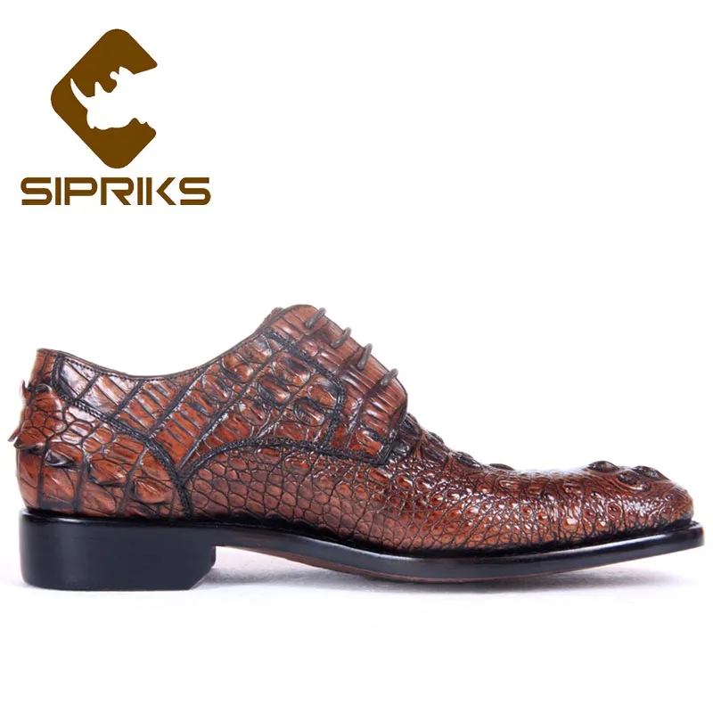 Sipriks Men's Crocodile Skin Shoes Italian Goodyear Dress Imported Alligator Leather Gent Suits Boss Casual Business Wear | Обувь