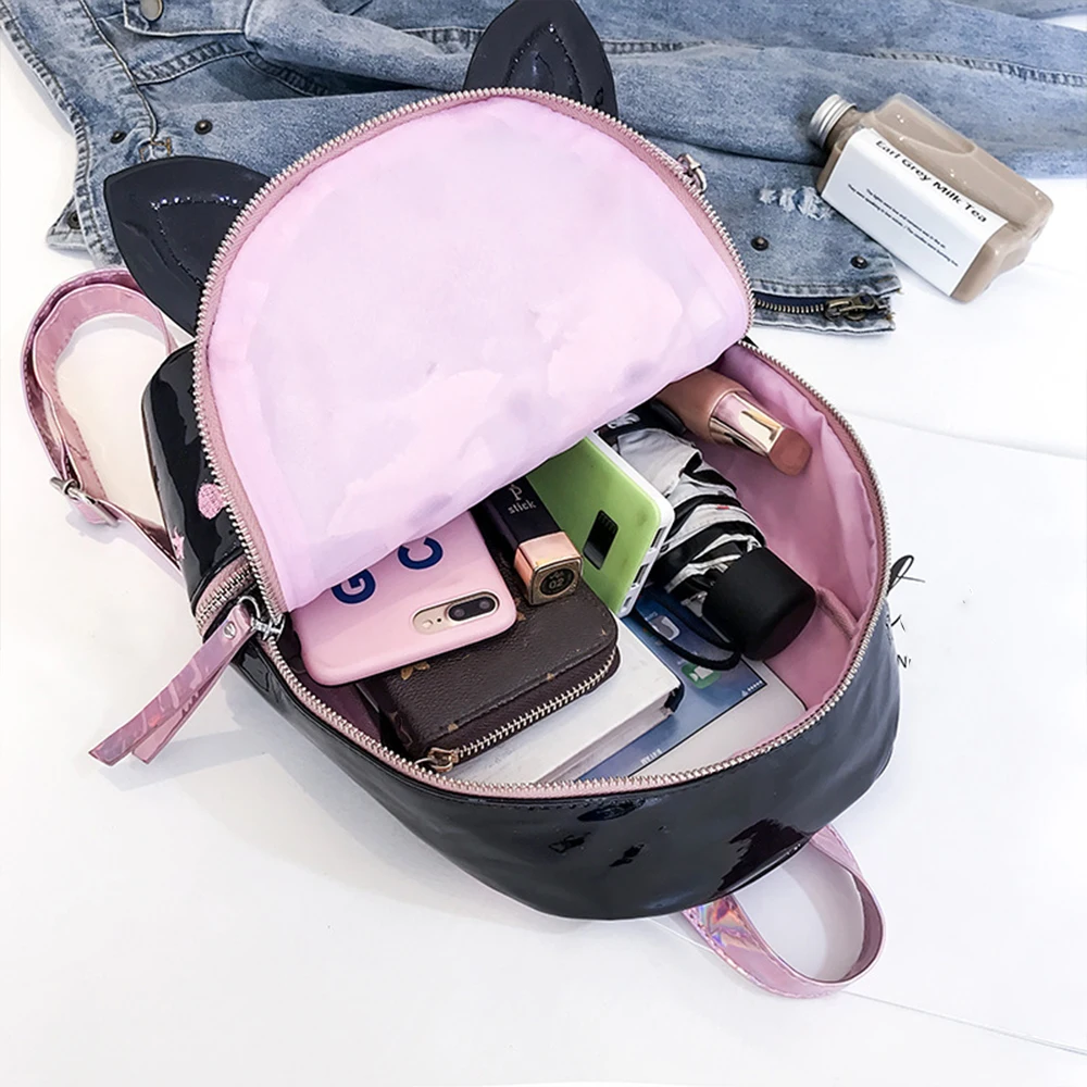 

2019 Fashion Holographic Women Backpack Cute Mini Silver Laser Travel Backpack Ptgirl PU Leather Schoolbags for girls mochila
