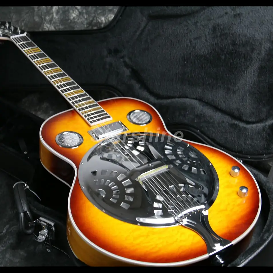 

2018 High Quality Dobro Electric Guitar T-ER2 5A Quilted Maple Top and Back Ebony Fingerboard