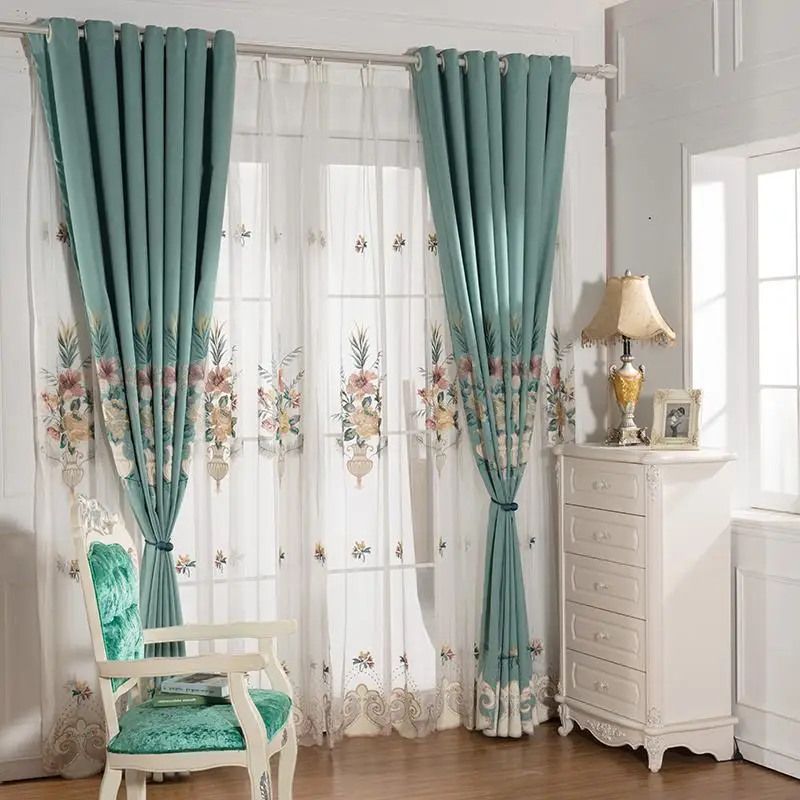 Новая китайская атмосфера шторы с вышивкой &quotснег Тиффани&quot для гостиной