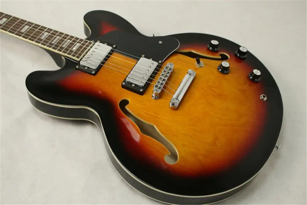 Китайская полуполая гитара винтажная электрическая sunburst бесплатная доставка