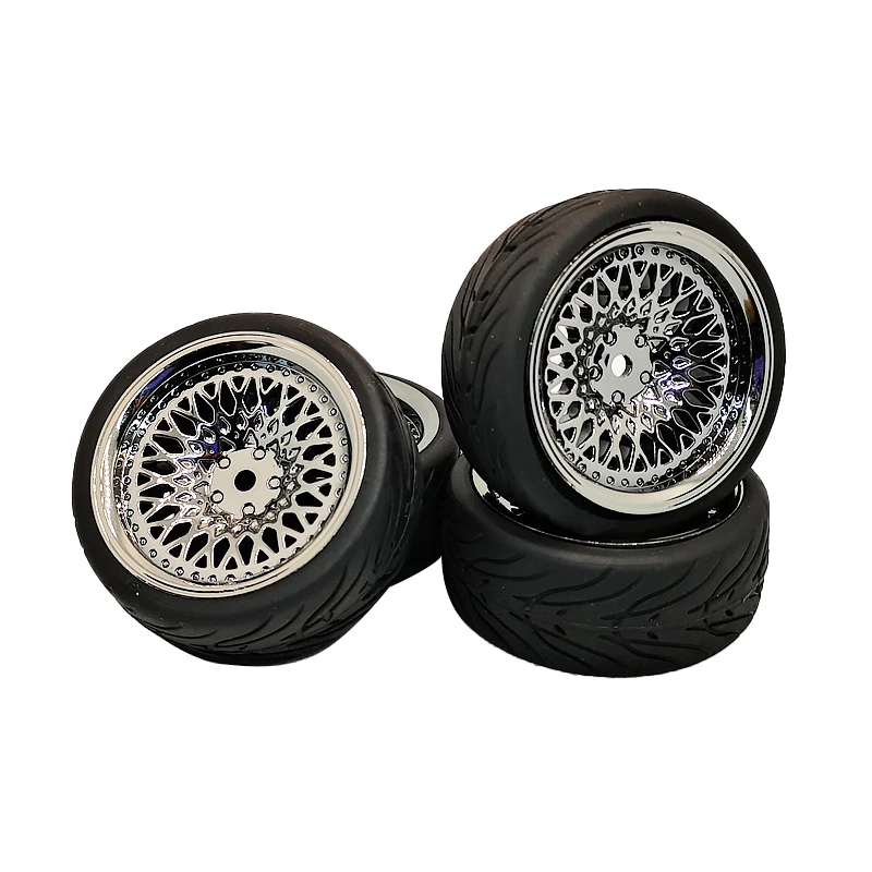 

Rim 12mm 1/10 Rubber Tire Wheel Set Model 4pcs CLSSM + PP133 Fit 1:10 RC On Road Car