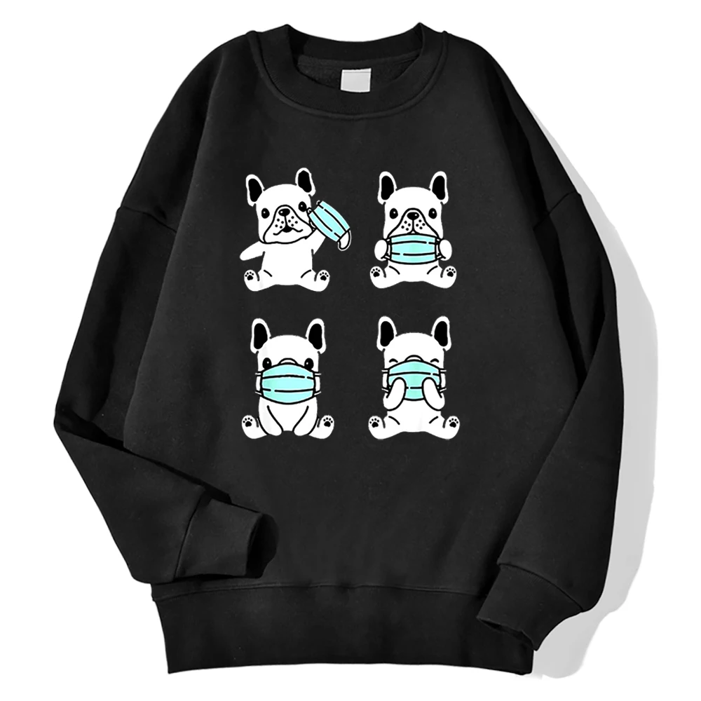

Dog With A Mask Cute Print O-Neck Sweatshirts Women 2020 Aesthetic Streetwear Hoodie With Hood Women'S Fleece Loose Hoody Womens