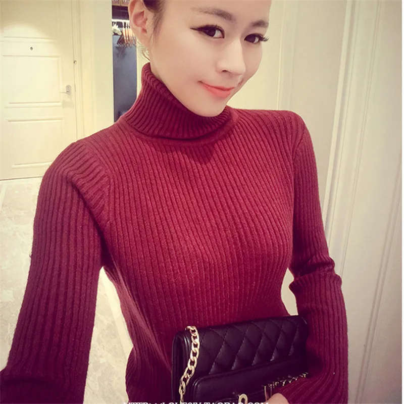 

2020 New Autumn Winter Women Temperament Warm Knit Top All-match Slimming Long Sleeved Bottoming Turtleneck Sweater For Fashion