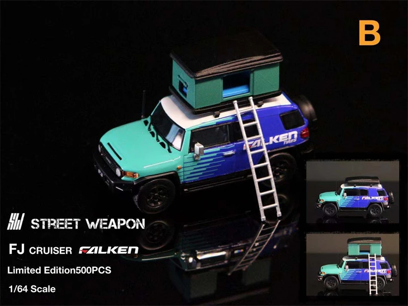 

Уличное оружие 1:64 Toyota FJ Cruiser FALKEN с палатками для кемпинга, литая модель автомобиля