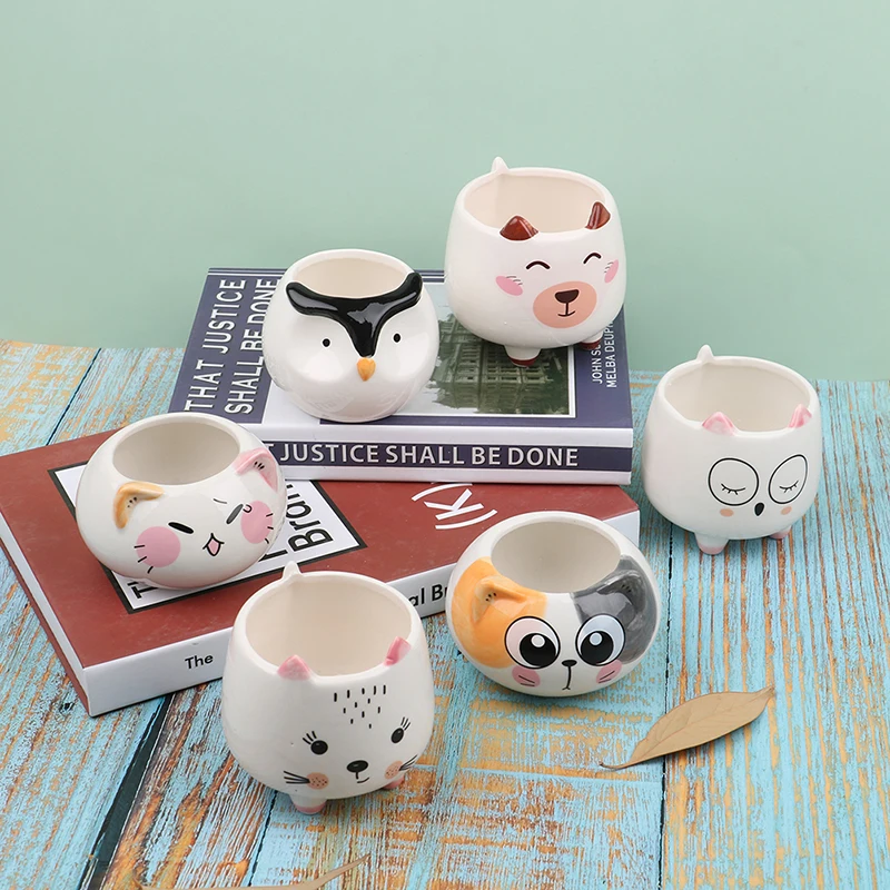 Горшок для суккулентов с отверстием милый цветочный горшок в виде животных