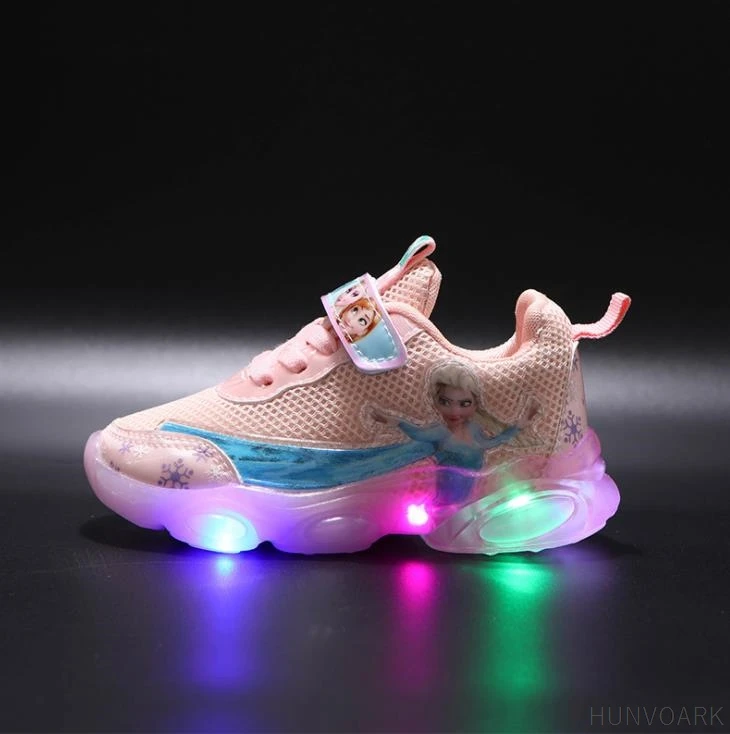 Spring Autumn Frozen Kids Light Shoes Girls Children's Elsa Casual Sneakers Breathable Soft Anti-Slip Running Sports | Детская