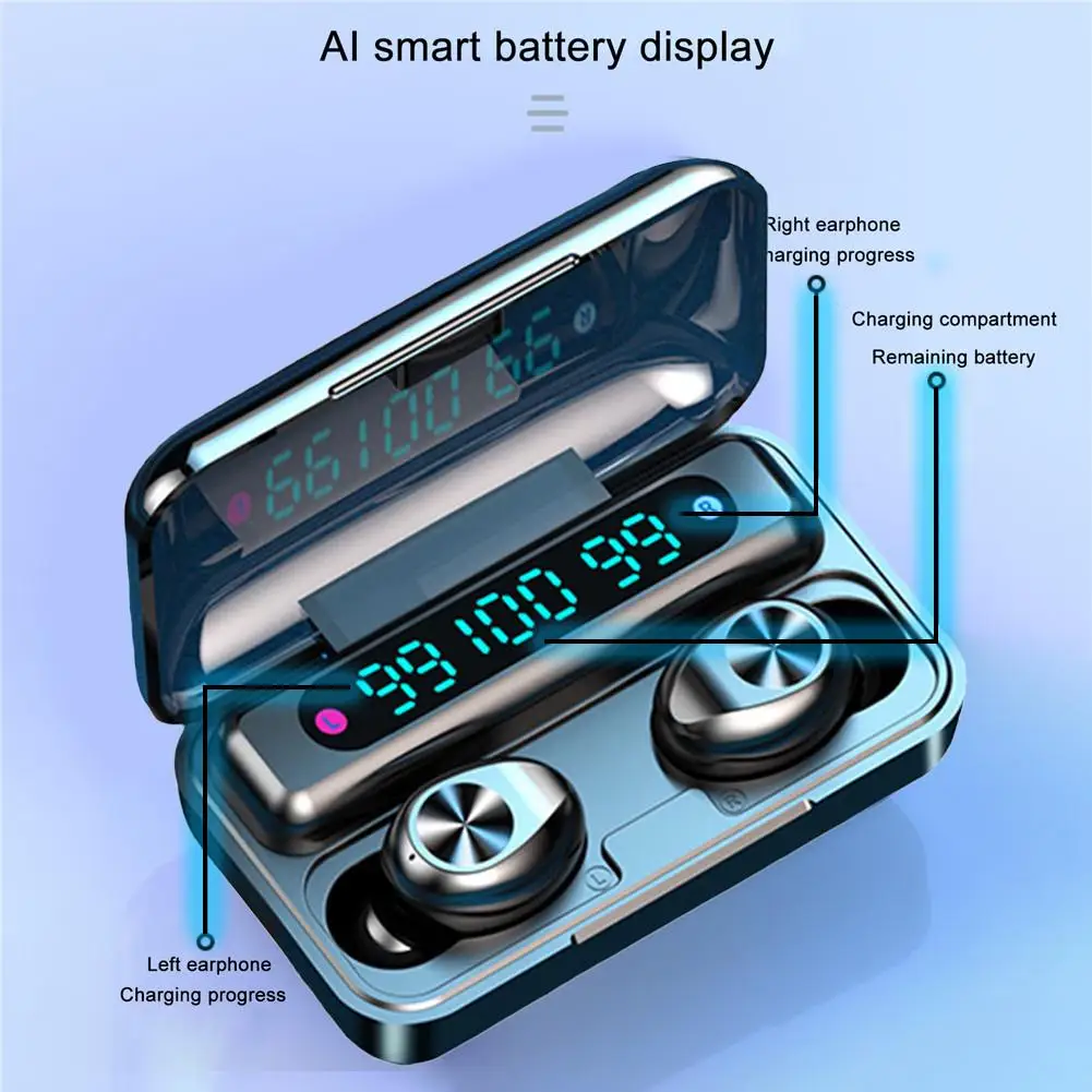 

F9-11 Bluetooth 5.0 9D Stereo Earphones Wireless IPX7 Waterproof Touch Earbuds Headset 2000mAh Battery LED Display Charge Case