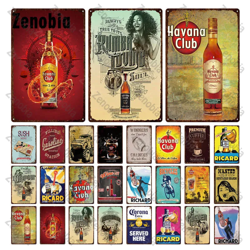 

Tin Sign Metal Painting Beer Havana Club Wall Decor Classic Vintage Plaque Metal Poster Wall Stickers Tin Signs Plate Bar Decor
