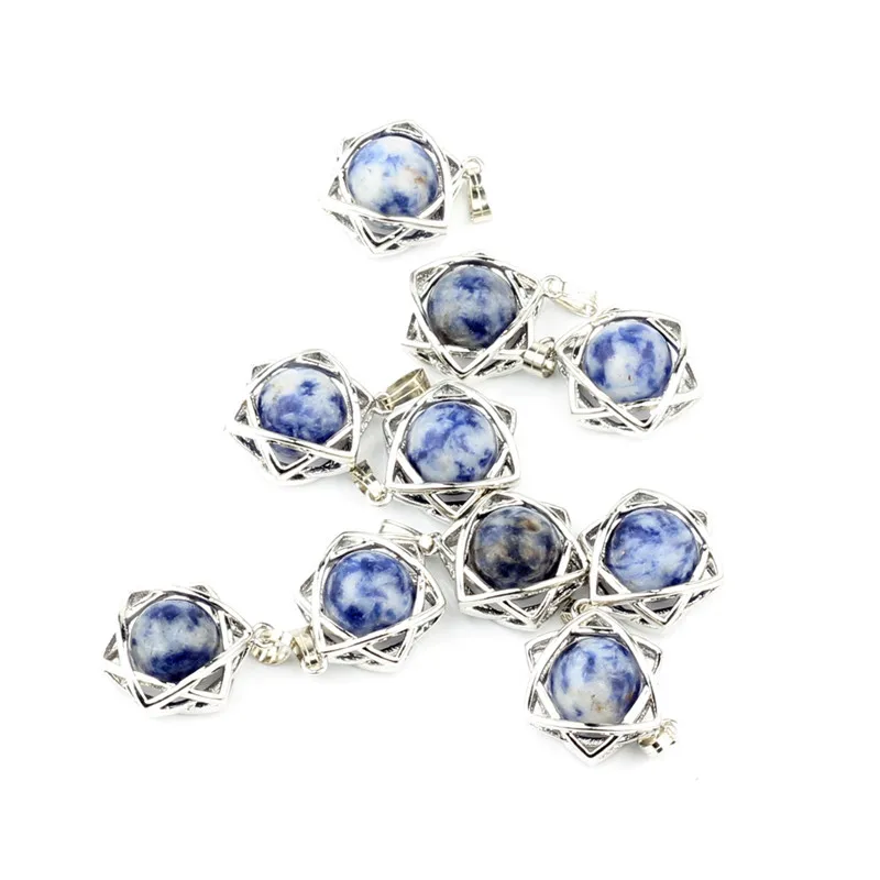10 шт. Подвеска из натурального камня с шестиконечными звездами полый умный