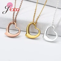 real 925 sterling silver necklace fine jewelry hollow heart pendant necklace cute collier femme gifts wedding party