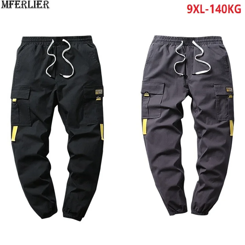 

autumn Men cargo pants pocket Elastic waist pants spring high street plus size 6XL 7XL 8XL 9XL man cool sports pants elasticity