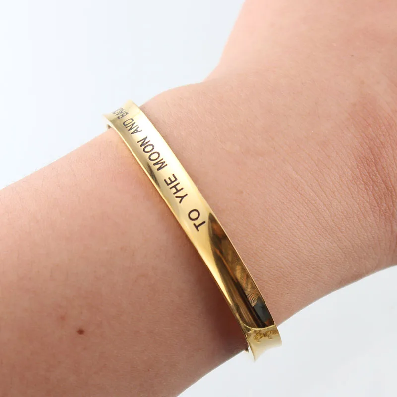 Золото Цвет 316L Нержавеющая сталь с гравировкой положительный вдохновляющие