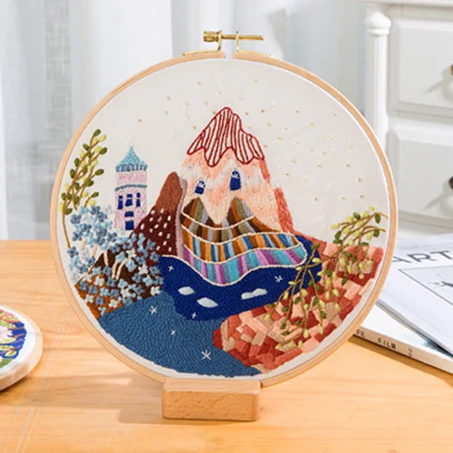 4 3D пейзаж DIY Вышивка Набор цветок вышивка крестиком с кольцо станины Вышивка Рукоделие Шитье художественный Декор - Цвет: 4