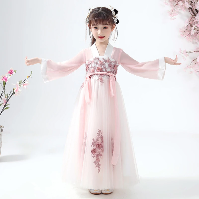Китайское платье hanfu для девочек супер сказочный костюм маленькой девочки тан