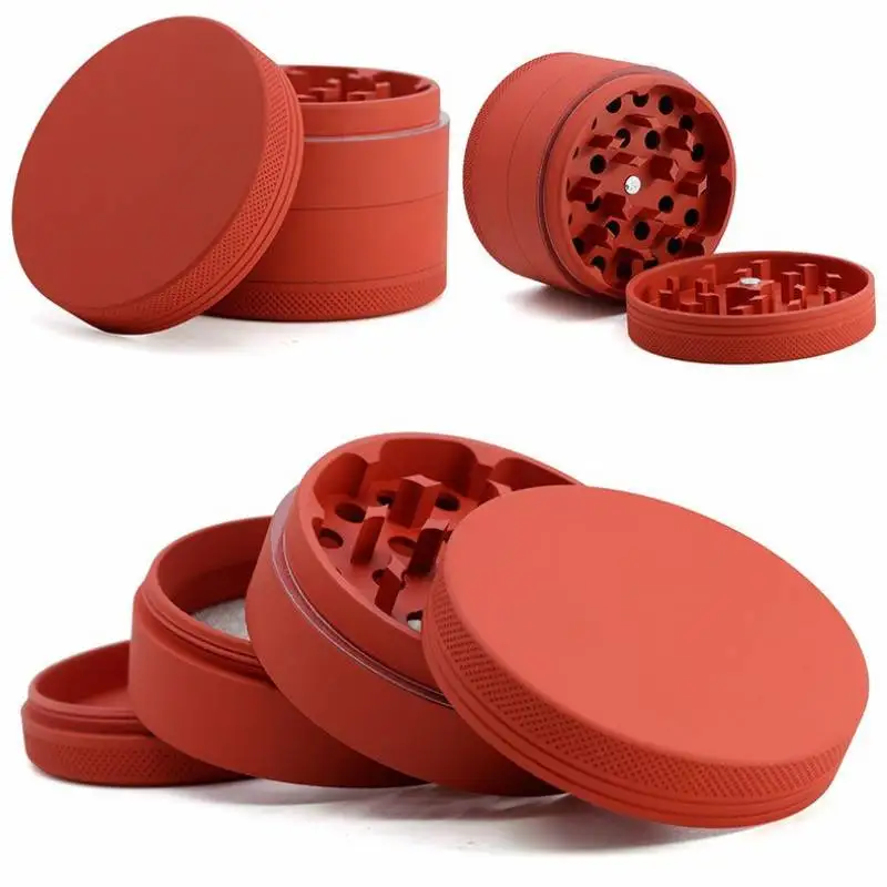 

1 Pc 63mm Luxury 4 Layers Rubber Paint Tobacco Grinder Cigarette Grinders Smoking Pipe Gadget Herbal Spice Crusher Accessories