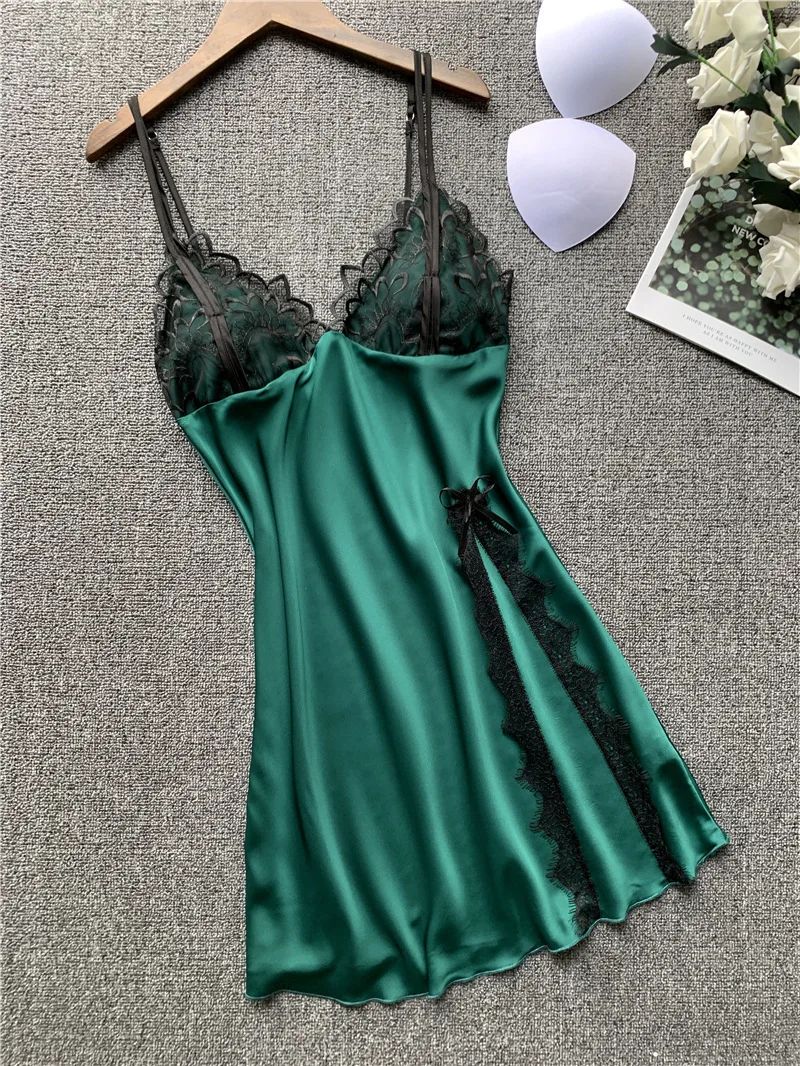 Весенняя Новинка 2020 женская сексуальная ночная рубашка из ледяного шелка с v