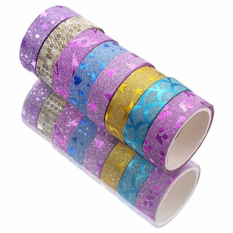 10 шт. Блестящая Бумага васи лента канцелярские Скрапбукинг декоративный Скотч
